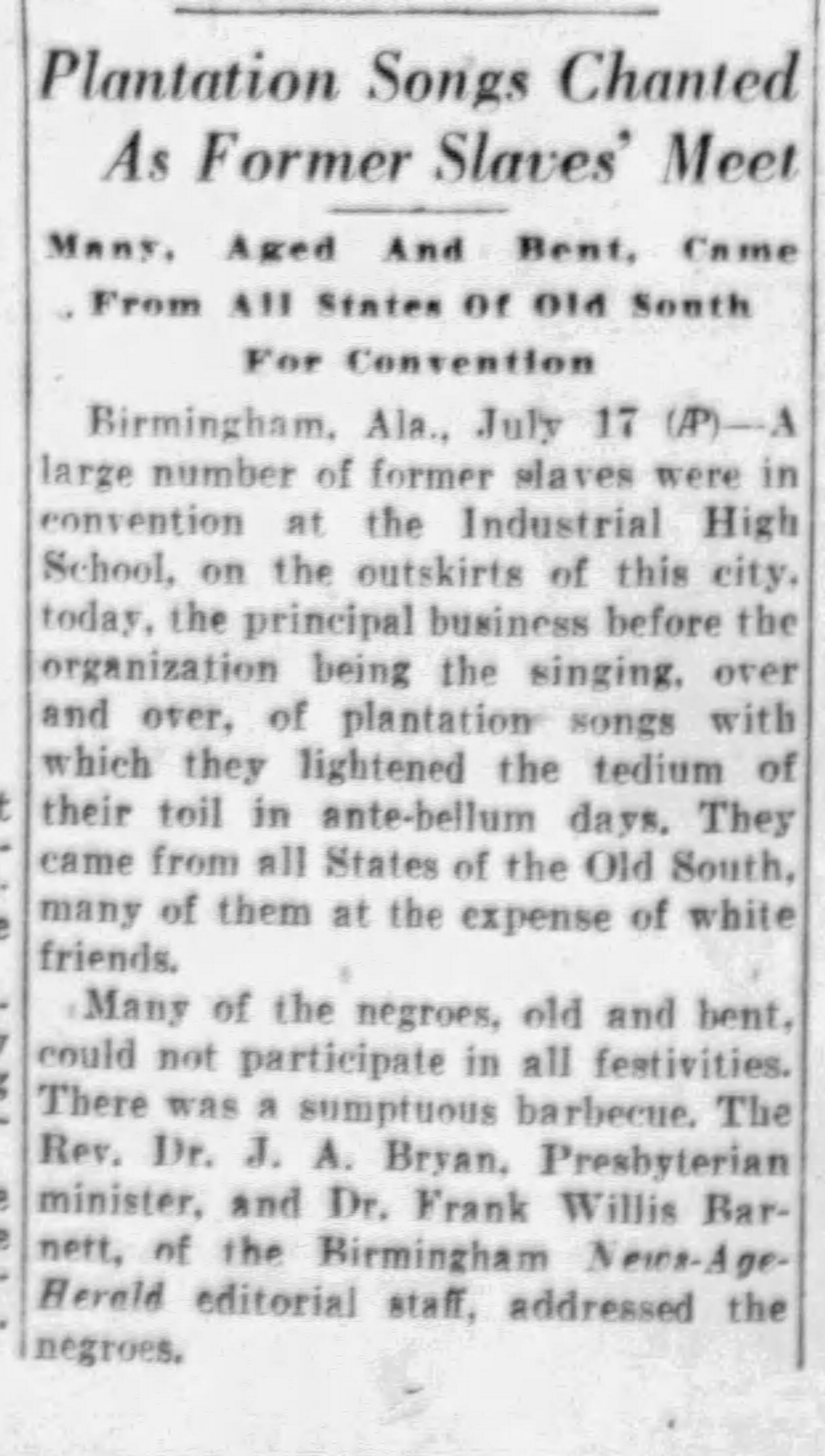 Plantations Songs Chanted As Former Slaves Meet